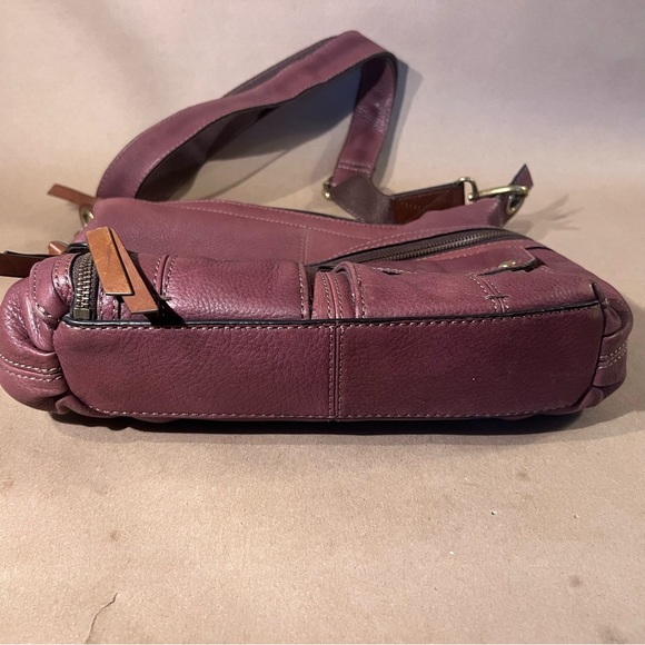 FOSSIL Brown Pebble Leather Morgan Traveler Crossbody Messenger Bag Purse Pocket - Picture 2 of 13